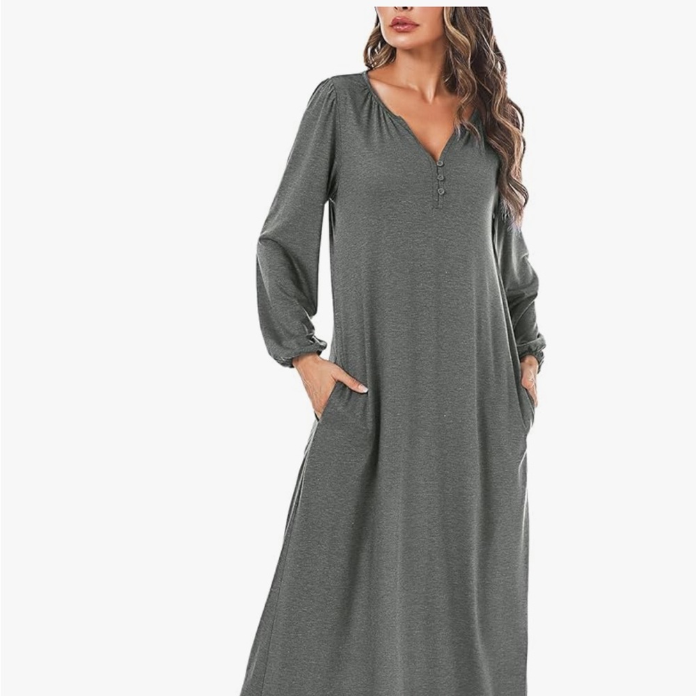 Amazon Women's Gray Long Sleeve Nightgown